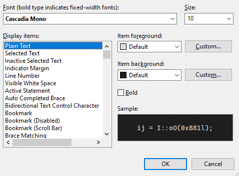 Fonts for Visual Studio font family