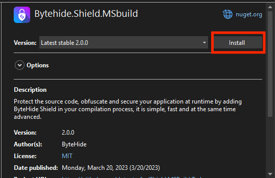 how to install shield obfuscator msbuild
